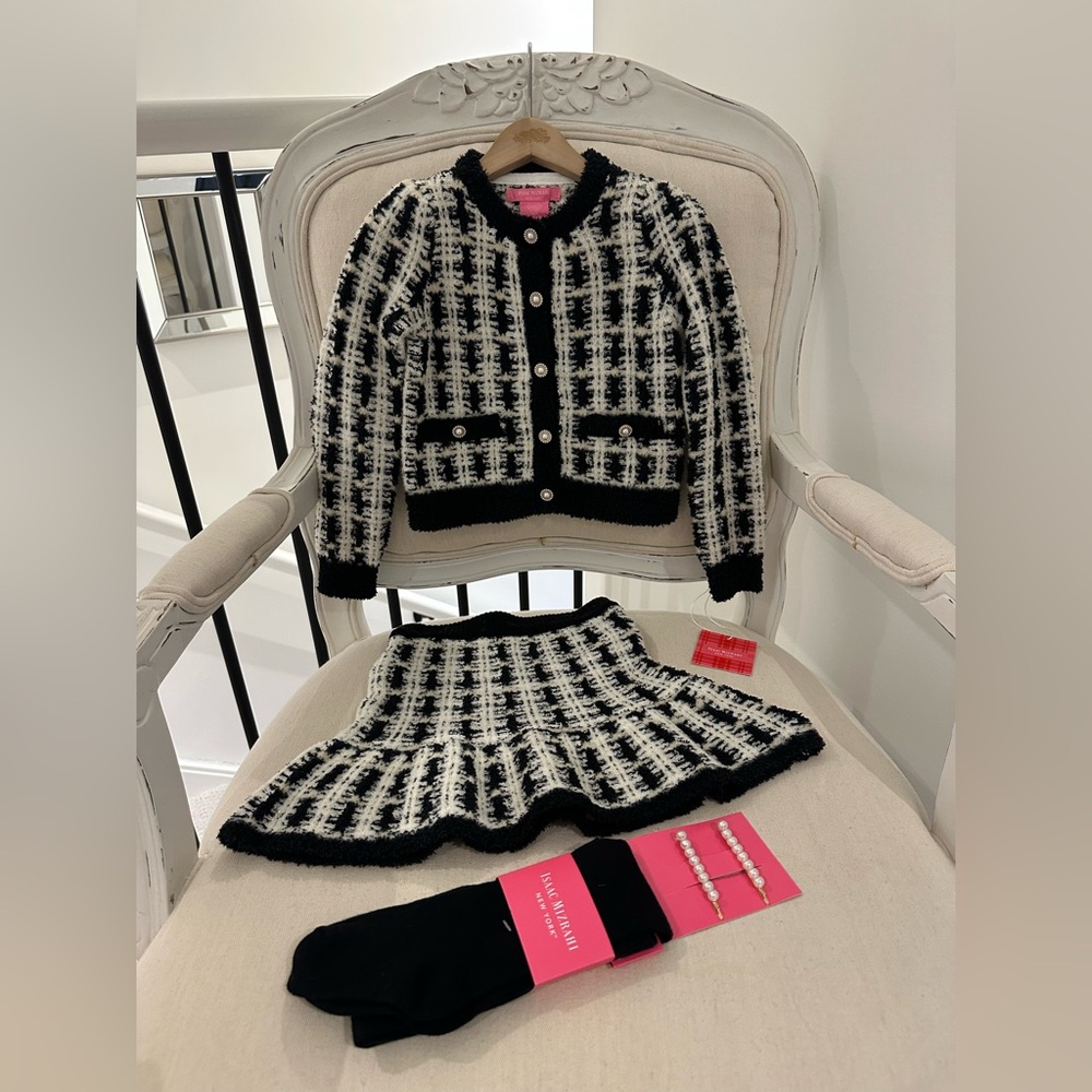 4T Isaac Mizrahi Black and White Knit 4 Piece Chanel Style Soft Tweed Outfit NWT - Picture 14 of 15